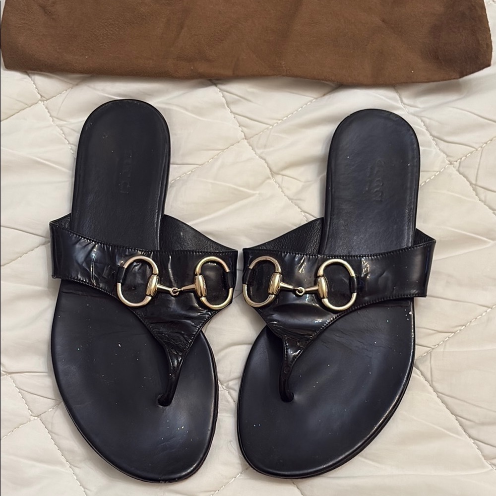 Gucci Black Sandals patent BCB00 1000 sand pelle’s cuoio lamb NERO